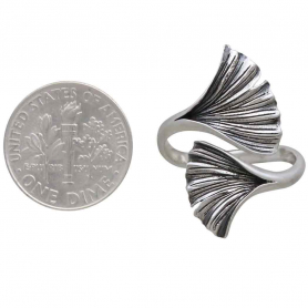 Sterling Silver Adjustable Ginkgo Leaf Ring