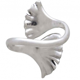 Sterling Silver Adjustable Ginkgo Leaf Ring