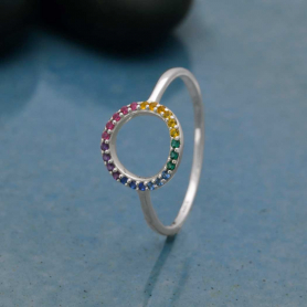 Silver Rainbow Circle Nano Gem Ring DISCONTINUED