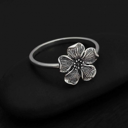 Sterling Silver Large Cherry Blossom Ring