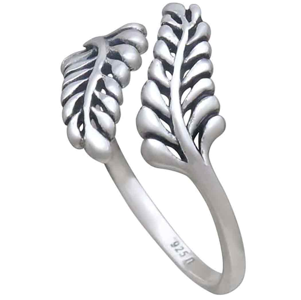 Sterling Silver Adjustable Sprig Leaf Ring