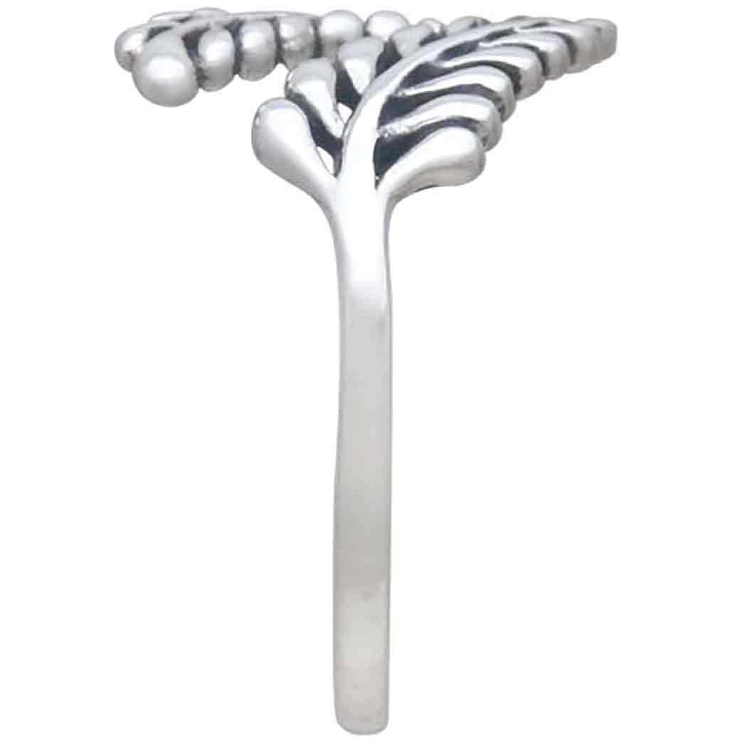 Sterling Silver Adjustable Sprig Leaf Ring