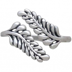 Sterling Silver Adjustable Sprig Leaf Ring