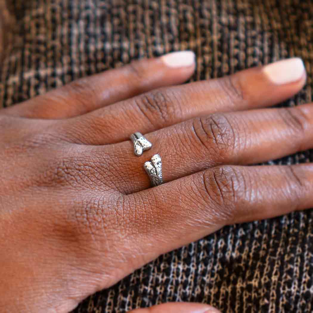 Crossed Tibia Ring Shinbone Sterling Silver Ring. 