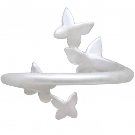 Sterling Silver Adjustable Butterfly Cluster Ring