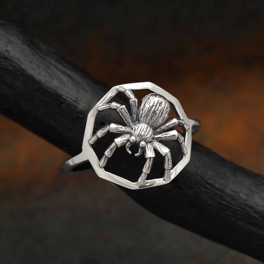 Navajo Sterling Silver Spider Tufa Cast Contemporary Web Band Ring By Monty  Claw – Blue Gem Silver