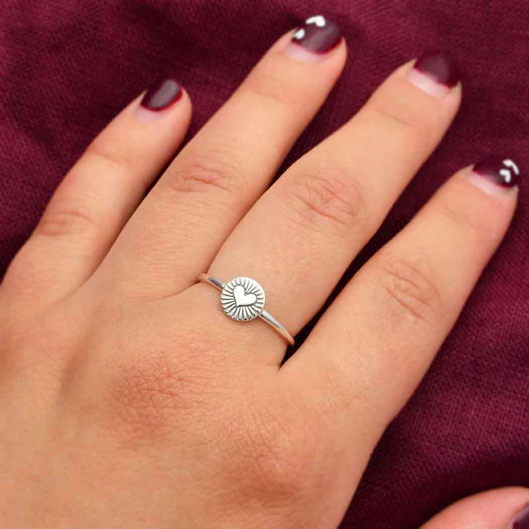 Sterling Silver Flat Radiant Heart Ring
