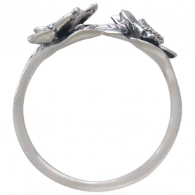Sterling Silver Adjustable Dogwood Flower and Leaf Ring