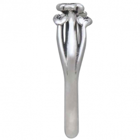 Sterling Silver Adjustable Ring with Tiny Flowers and Leaves