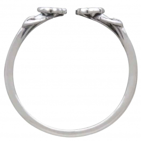 Sterling Silver Adjustable Ring with Tiny Flowers and Leaves