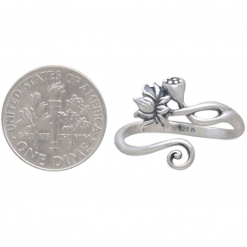 Sterling Silver Adjustable Lotus Ring