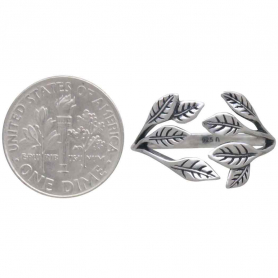 Sterling Silver Leaf Cluster Adjustable Ring