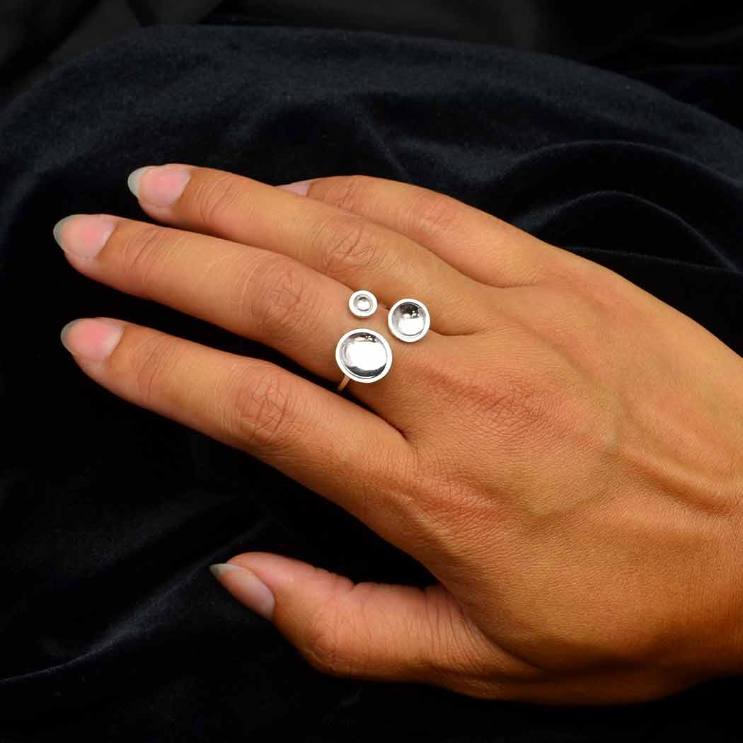 Sterling Silver Adjustable Cupped Circle Ring