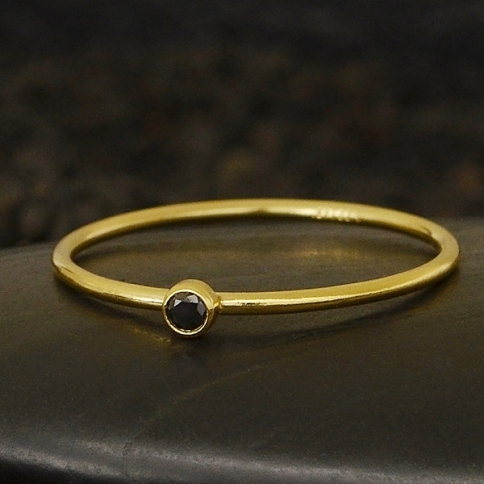 Gold Filled Ring - Birthstone Ring - Black