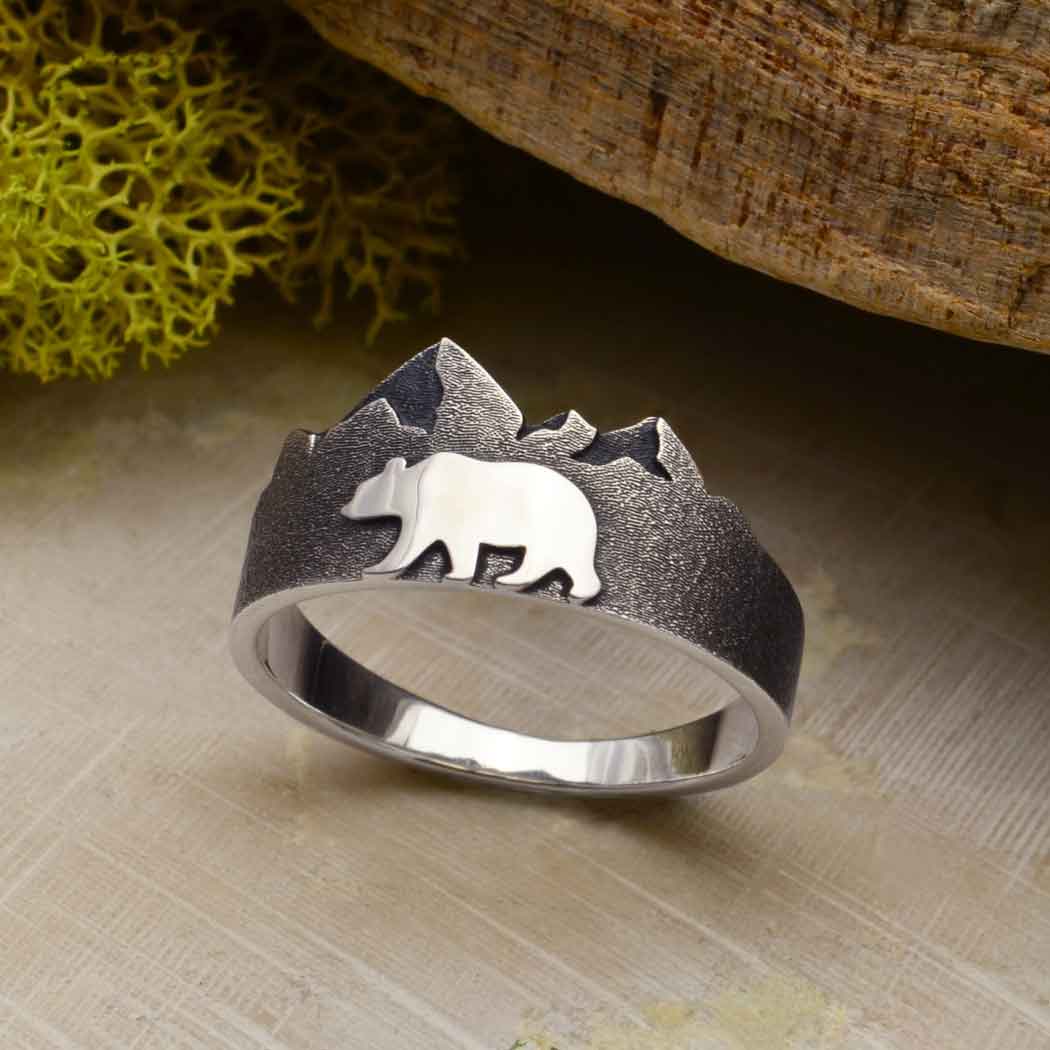 fiets synoniemenlijst kaas Sterling Silver Mountain and Bear Ring