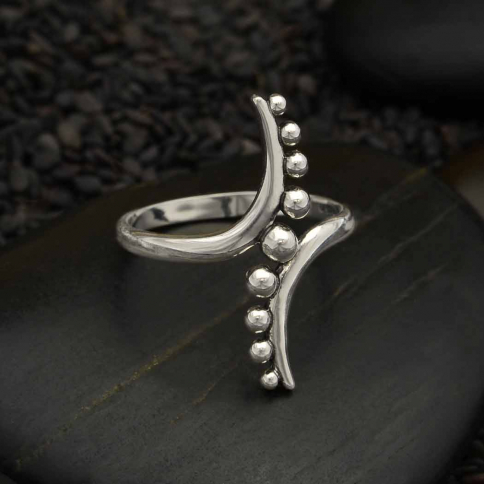 Sterling Silver Curves and Dots Ring