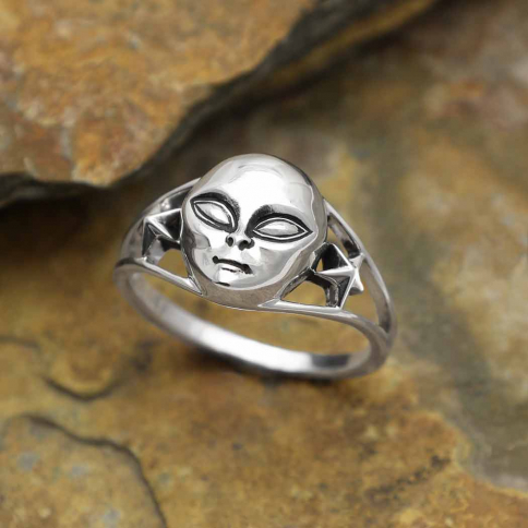 Sterling Silver Chunky Alien Ring