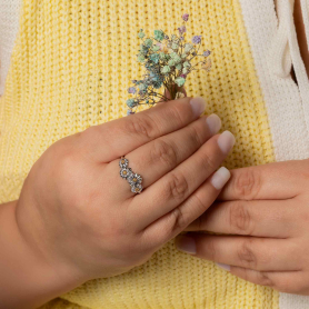 Sterling Silver and Bronze Daisy Chain Ring on hand