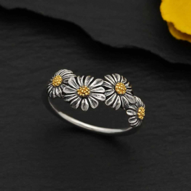 Sterling Silver and Bronze Daisy Chain Ring