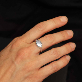 Sterling Silver Hexagon Signet Ring