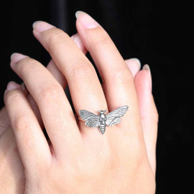 Sterling Silver Realistic Deaths Head Moth Ring