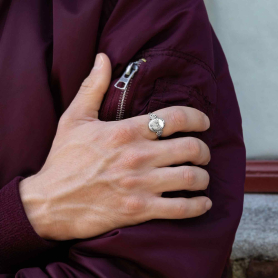 Sterling Silver Scarab Ring on Man's Hand