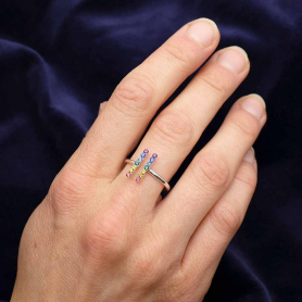Sterling Silver Adjustable Rainbow Bar Ring
