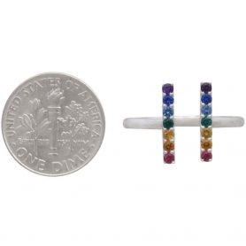 Sterling Silver Adjustable Rainbow Bar Ring