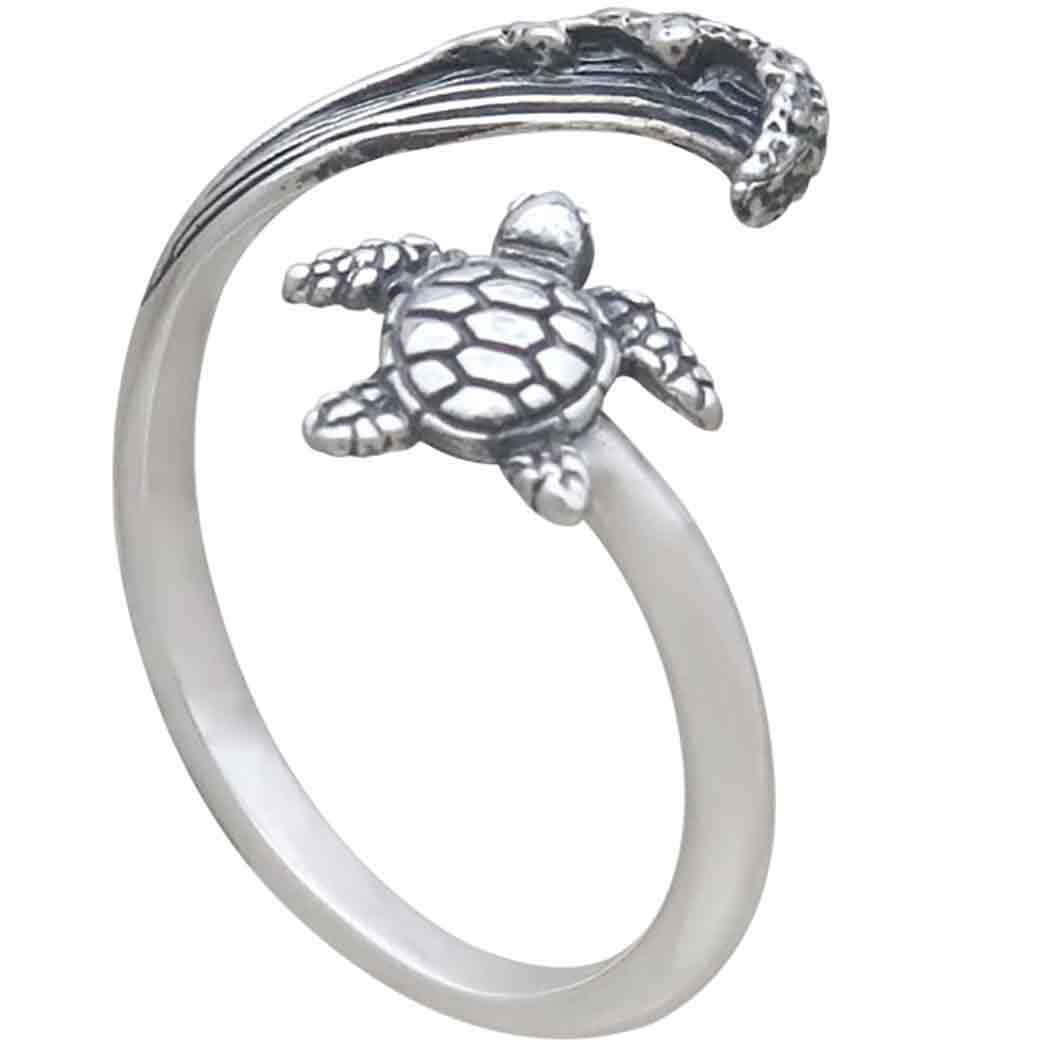 Gold or Silver Yarn Ring Starfish & Sea Turtle Adjustable 