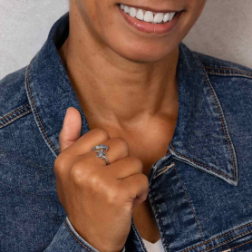 Sterling Silver Sea Turtle and Wave Adjustable Ring on model