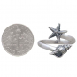 Sterling Silver Adjustable Starfish and Conch Shell Ring