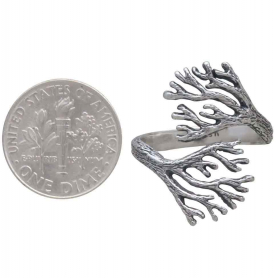 Sterling Silver Adjustable Sea Coral Ring