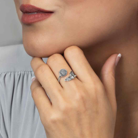 Moon and Bat Adjustable Ring on Model