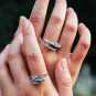 Sterling Silver Shelf Mushroom Ring on hands