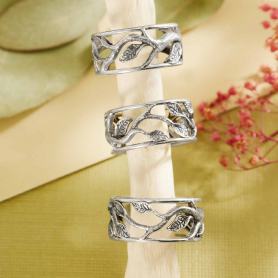 Sterling Silver Openwork Branches and Leaves Ring