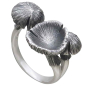 Sterling Silver Adjustable 3D Mushroom Ring Three Quarter View