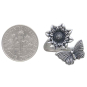 Sterling Silver Dahlia and Butterfly Adjustable Ring with Dime