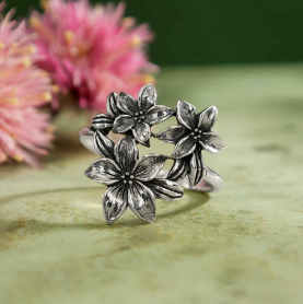 Sterling Silver Flower Cluster Ring