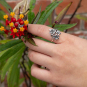 Sterling Silver Flower Cluster Ring on hand