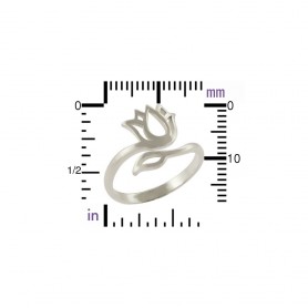 Sterling Silver Adjustable Ring - Lotus Design