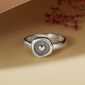 Sterling Silver Wax Seal Heart Ring