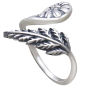 Sterling Silver Adjustable Fern Ring Three Quarter View