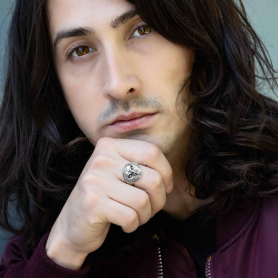 Sterling Silver Barn Owl Ring on model