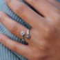 Sterling Silver Adjustable Moon Star and Sun Ring on hand