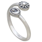 Sterling Silver Adjustable Moon Star and Sun Ring Three Quarter View