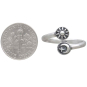 Sterling Silver Adjustable Moon Star and Sun Ring with Dime