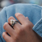 Sterling Silver and Bronze Campfire Ring on hand