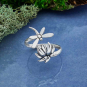 Sterling Silver Adjustable Dragonfly and Lotus Ring