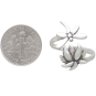 Sterling Silver Adjustable Dragonfly and Lotus Ring with Dime