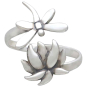 Sterling Silver Adjustable Dragonfly and Lotus Ring Front View